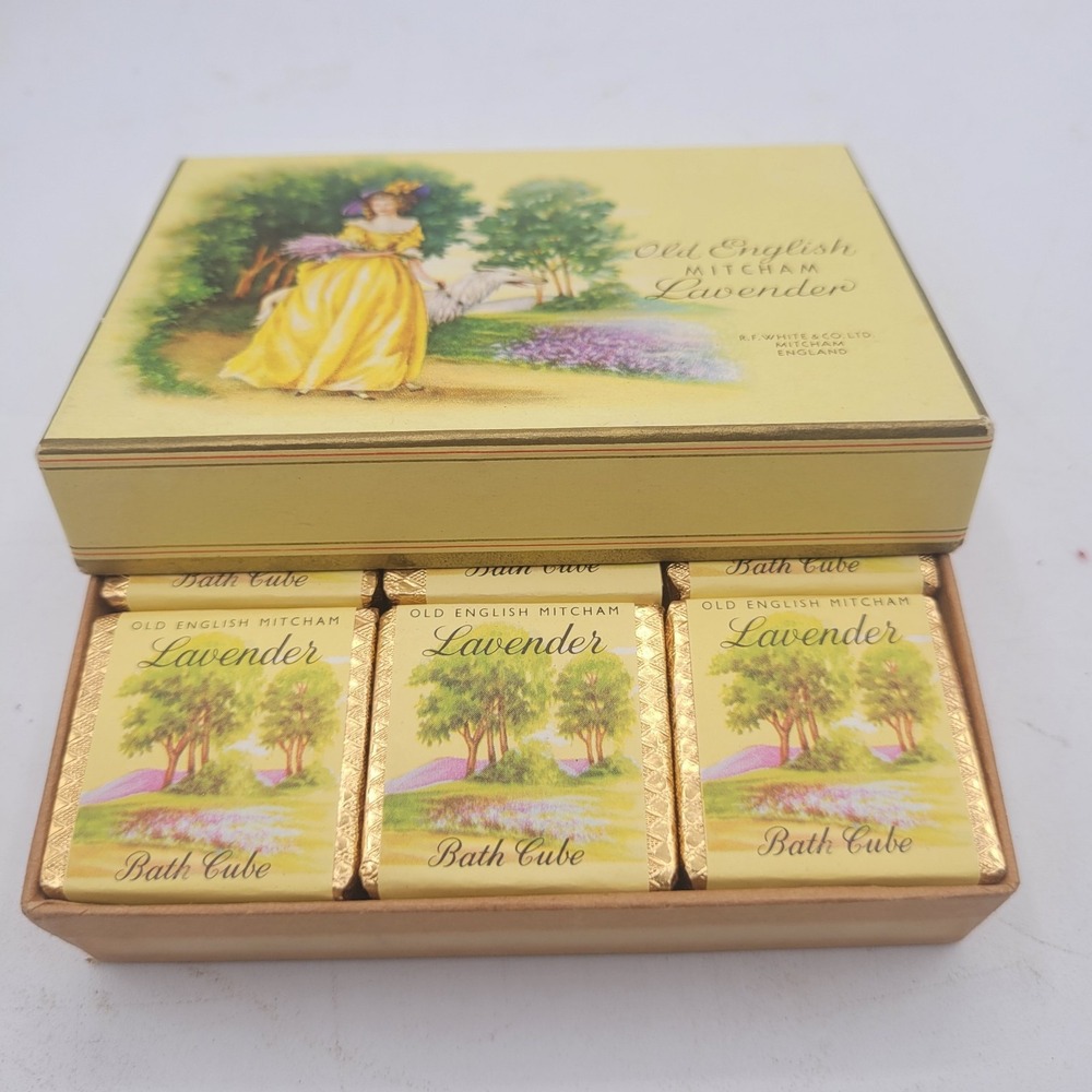 Vintage Mitcham‎ Lavender Bath Toilet Soap and Bath Cubes New In Box